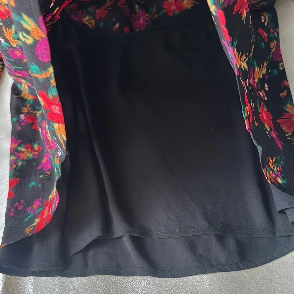 J. Crew Red and Pink Puff Sleeve Blouse